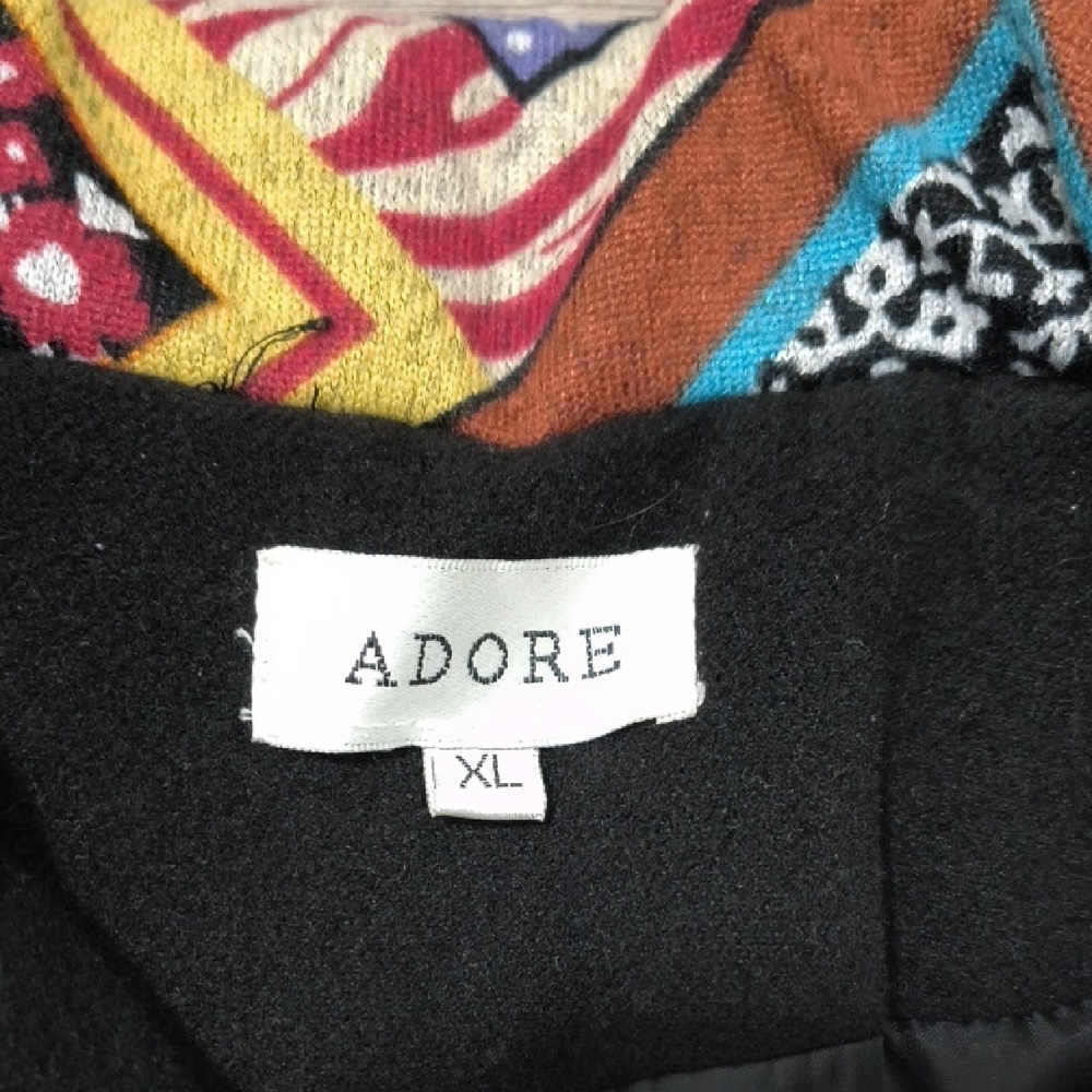 Adore Black Patchwork Pea Coat With Multicolor Pr… - image 2